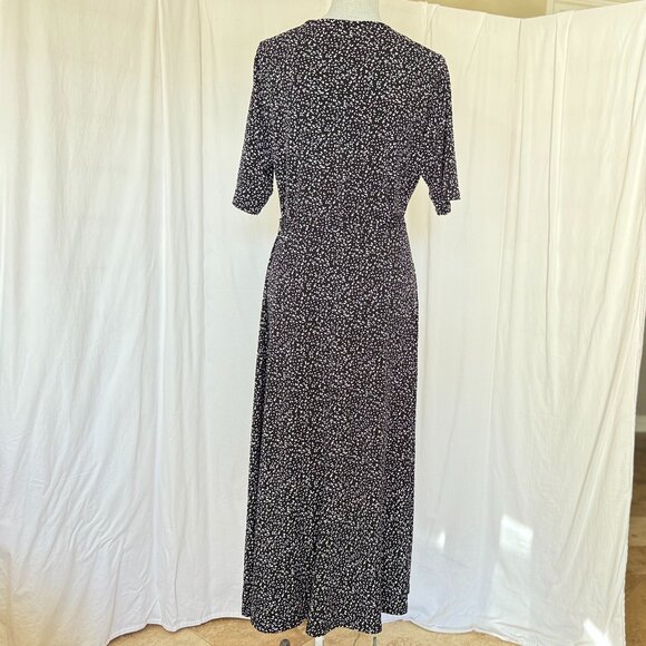 MSK Womens Black White delicate petal Floral Print  Maxi w Matching Belt, S: XL - Picture 5 of 6